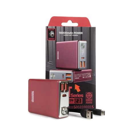 WEKOME WP-27 Tint Series - Power bank 10000 mAh Super Fast Charging USB-C PD 20W + 2x USB-A QC3.0 22.5W (Czerwony) WEKOME WP-27 Tint Series - Power bank 10000 mAh Super Fast Charging USB-C PD 20W + 2x USB-A QC3.0 22.5W (Czerwony)