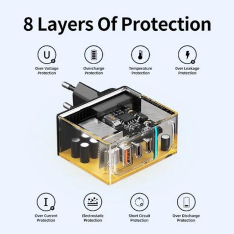 WEKOME WP-U155 Tint Series - Ładowarka sieciowa 2x USB-C & USB-A Super Fast Charger GaN 100W (Żółty) WEKOME WP-U155 Tint Series - Ładowarka sieciowa 2x USB-C & USB-A Super Fast Charger GaN 100W (Żółty)