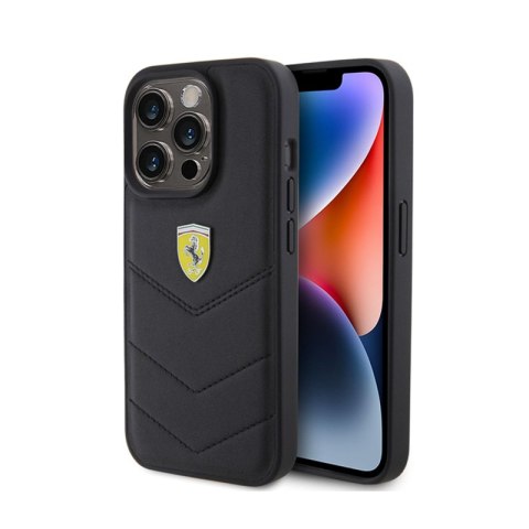 Ferrari Quilted Metal Logo - Etui iPhone 15 Pro (czarny) Ferrari Quilted Metal Logo - Etui iPhone 15 Pro (czarny)