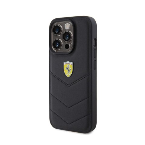 Ferrari Quilted Metal Logo - Etui iPhone 15 Pro (czarny) Ferrari Quilted Metal Logo - Etui iPhone 15 Pro (czarny)