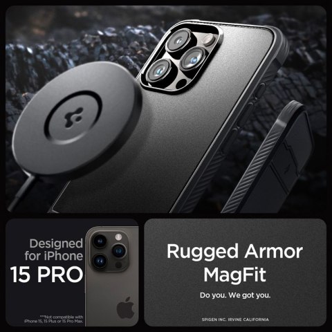 Spigen Rugged Armor Mag MagSafe - Etui do iPhone 15 Pro (Matte Black) Spigen Rugged Armor Mag MagSafe - Etui do iPhone 15 Pro (Matte Black)