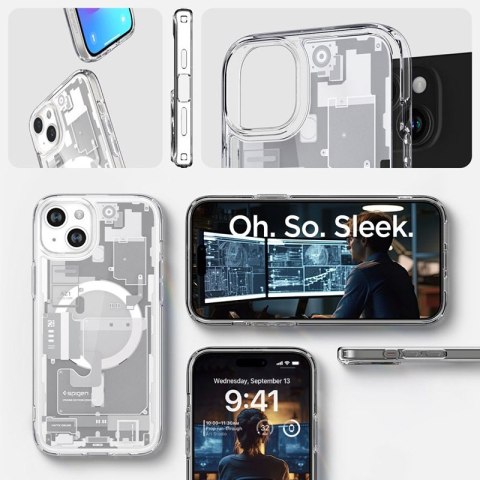 Spigen Ultra Hybrid Mag MagSafe - Etui do iPhone 15 Plus (Zero One White) Spigen Ultra Hybrid Mag MagSafe - Etui do iPhone 15 Plus (Zero One White)