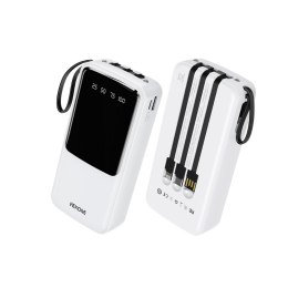 WEKOME WP-10 Pop Digital Series - Power bank 20000 mAh z wbudowanym kablem USB-C / Lightning / Micro USB / USB-A (Biały)