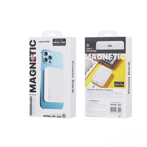 WEKOME WP-329 - Power bank indukcyjny 10000 mAh Fast Charging PD 20W MagSafe (Biały) WEKOME WP-329 - Power bank indukcyjny 10000 mAh Fast Charging PD 20W MagSafe (Biały)