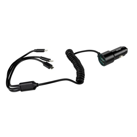 WEKOME WP-C44 Pop Digital Series - Ładowarka samochodowa z wbudowanym kablem 3w1 USB-C / Lightning / Micro USB + 2x USB-A 33W (C WEKOME WP-C44 Pop Digital Series - Ładowarka samochodowa z wbudowanym kablem 3w1 USB-C / Lightning / Micro USB + 2x USB-A 33W (C