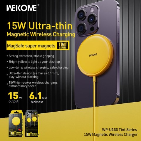 WEKOME WP-U166 Tint Series - Ładowarka indukcyjna MagSafe 15W (Żółty) WEKOME WP-U166 Tint Series - Ładowarka indukcyjna MagSafe 15W (Żółty)
