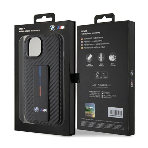 BMW Grip Stand Smooth & Carbon - Etui iPhone 15 (czarny) BMW Grip Stand Smooth & Carbon - Etui iPhone 15 (czarny)
