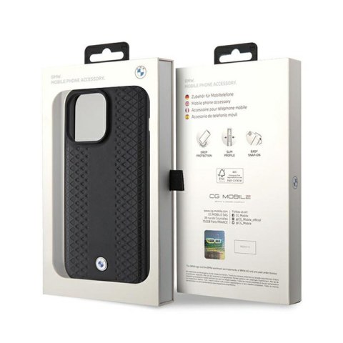 BMW Leather Diamond Pattern - Etui iPhone 15 Pro (czarny) BMW Leather Diamond Pattern - Etui iPhone 15 Pro (czarny)