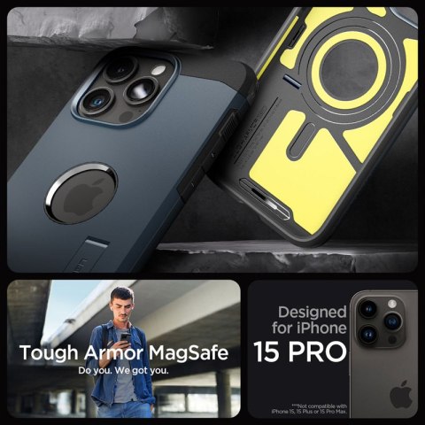 Spigen Tough Armor Mag MagSafe - Etui do iPhone 15 Pro (Metal Slate) Spigen Tough Armor Mag MagSafe - Etui do iPhone 15 Pro (Metal Slate)