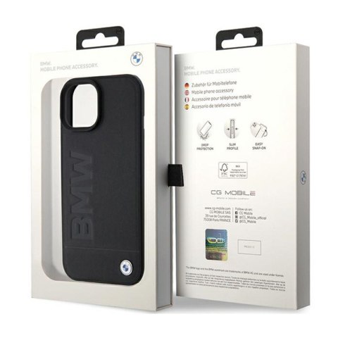 BMW Leather Hot Stamp MagSafe - Etui iPhone 15 Plus (Czarny) BMW Leather Hot Stamp MagSafe - Etui iPhone 15 Plus (Czarny)