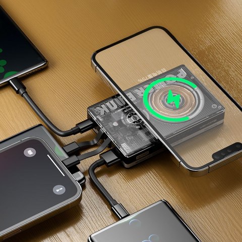 WEKOME WP-331 Vanguard Series - Power bank indukcyjny 10000 mAh Super Charging z wbudowanym kablem USB-C & Lightning PD 20W + QC WEKOME WP-331 Vanguard Series - Power bank indukcyjny 10000 mAh Super Charging z wbudowanym kablem USB-C & Lightning PD 20W + QC
