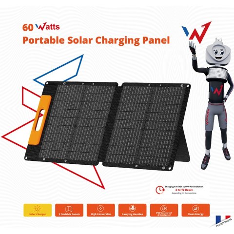 Wonder Ws60 - Panel słoneczny / Ładowarka solarna 60W z wyjściem USB-C PD 30W & USB-A QC 18W (Czarny) Wonder Ws60 - Panel słoneczny / Ładowarka solarna 60W z wyjściem USB-C PD 30W & USB-A QC 18W (Czarny)