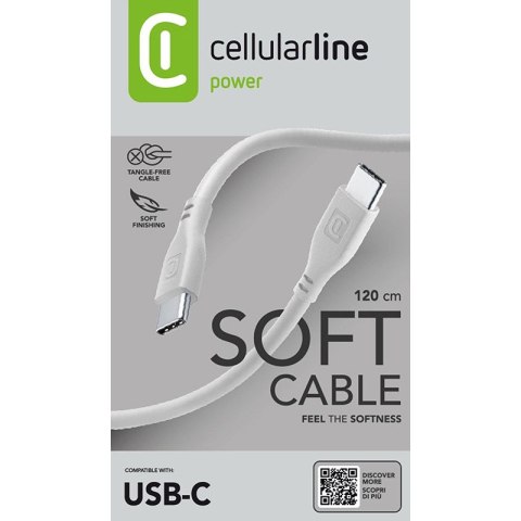 Cellularline Soft Cable - Kabel USB-C do USB-C 1.2 m (szary) Cellularline Soft Cable - Kabel USB-C do USB-C 1.2 m (szary)