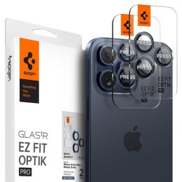 Spigen Optik Pro GLAS.TR EZ Fit Camera Protector 2-Pack - Szkło ochronne na obiektyw do iPhone 15 Pro / 15 Pro Max / iPhone 14 P