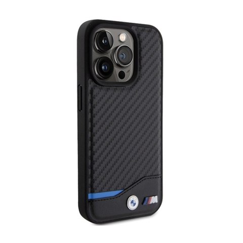 BMW Leather Carbon Blue Line MagSafe - Etui iPhone 15 Pro Max (czarny) BMW Leather Carbon Blue Line MagSafe - Etui iPhone 15 Pro Max (czarny)
