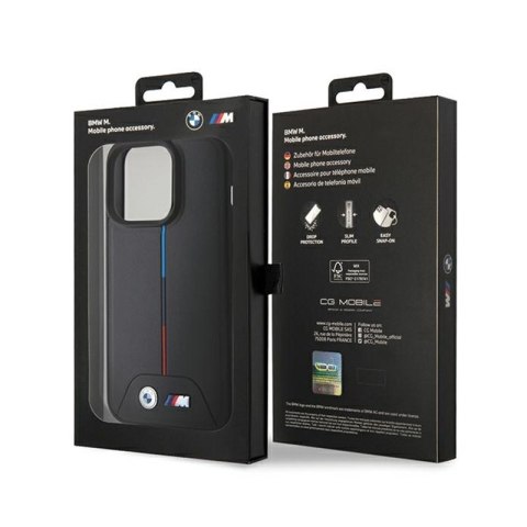 BMW Quilted Tricolor MagSafe - Etui iPhone 15 Pro (czarny) BMW Quilted Tricolor MagSafe - Etui iPhone 15 Pro (czarny)
