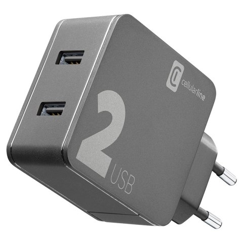 Cellularline Multipower 2 - Ładowarka sieciowa 2x USB-A 12W + 12W (czarny) Cellularline Multipower 2 - Ładowarka sieciowa 2x USB-A 12W + 12W (czarny)