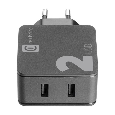 Cellularline Multipower 2 - Ładowarka sieciowa 2x USB-A 12W + 12W (czarny) Cellularline Multipower 2 - Ładowarka sieciowa 2x USB-A 12W + 12W (czarny)