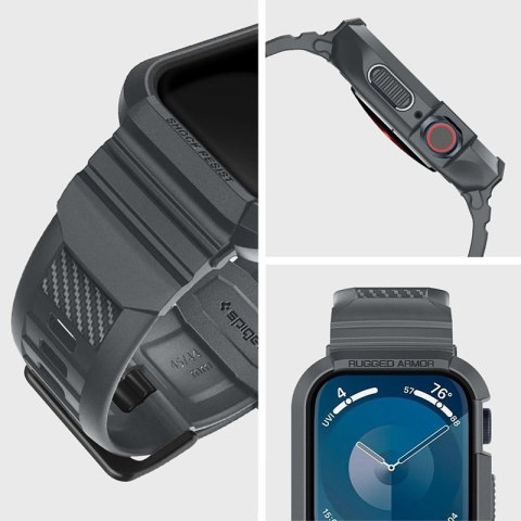 Spigen Rugged Armor Pro - Pasek z obudową do Apple Watch 4/5/6/7/8/9/SE 44/45 mm (Dark Grey) Spigen Rugged Armor Pro - Pasek z obudową do Apple Watch 4/5/6/7/8/9/SE 44/45 mm (Dark Grey)