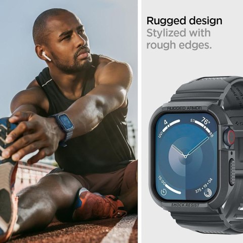 Spigen Rugged Armor Pro - Pasek z obudową do Apple Watch 4/5/6/7/8/9/SE 44/45 mm (Dark Grey) Spigen Rugged Armor Pro - Pasek z obudową do Apple Watch 4/5/6/7/8/9/SE 44/45 mm (Dark Grey)