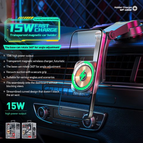 WEKOME WP-U206 Vanguard Series - Magnetyczny uchwyt samochodowy z ładowaniem bezprzewodowym 15W MagSafe (Czarny) WEKOME WP-U206 Vanguard Series - Magnetyczny uchwyt samochodowy z ładowaniem bezprzewodowym 15W MagSafe (Czarny)