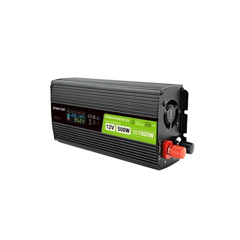 Green Cell - Przetwornica napięcia PowerInverter z wyświetlaczem LCD 12V na 230V 500W/1000W Czysta sinusoida Green Cell - Przetwornica napięcia PowerInverter z wyświetlaczem LCD 12V na 230V 500W/1000W Czysta sinusoida