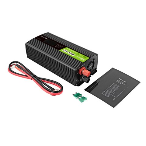 Green Cell - Przetwornica napięcia PowerInverter z wyświetlaczem LCD 12V na 230V 500W/1000W Czysta sinusoida Green Cell - Przetwornica napięcia PowerInverter z wyświetlaczem LCD 12V na 230V 500W/1000W Czysta sinusoida