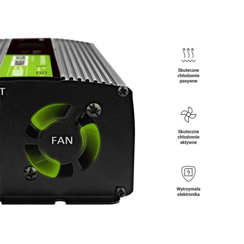 Green Cell - Przetwornica napięcia PowerInverter z wyświetlaczem LCD 12V na 230V 500W/1000W Czysta sinusoida Green Cell - Przetwornica napięcia PowerInverter z wyświetlaczem LCD 12V na 230V 500W/1000W Czysta sinusoida