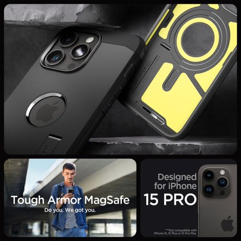 Spigen Tough Armor Mag MagSafe - Etui do iPhone 15 Pro (Czarny) Spigen Tough Armor Mag MagSafe - Etui do iPhone 15 Pro (Czarny)