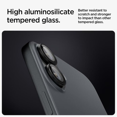 Spigen Optik Pro GLAS.TR EZ Fit Camera Protector 2-Pack - Szkło ochronne na obiektyw do iPhone 16 / 16 Plus (2 szt) (Czarny) Spigen Optik Pro GLAS.TR EZ Fit Camera Protector 2-Pack - Szkło ochronne na obiektyw do iPhone 16 / 16 Plus (2 szt) (Czarny)