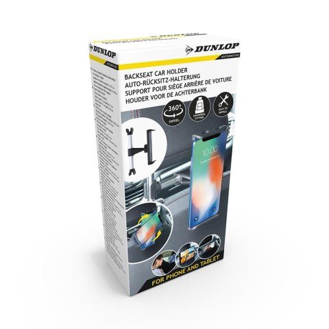Dunlop - Uchwyt samochodowy na zagłówek na smartfon / tablet 12-21 cm Dunlop - Uchwyt samochodowy na zagłówek na smartfon / tablet 12-21 cm