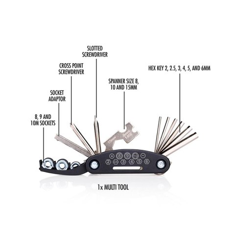 Bicycle Gear - Zestaw narzędzi rowerowych w etui 14 elementów Bicycle Gear - Zestaw narzędzi rowerowych w etui 14 elementów
