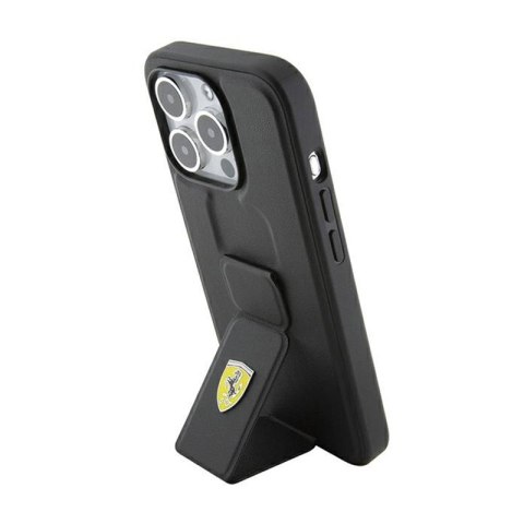 Ferrari Grip Stand Metal Logo - Etui iPhone 15 Pro (czarny) Ferrari Grip Stand Metal Logo - Etui iPhone 15 Pro (czarny)
