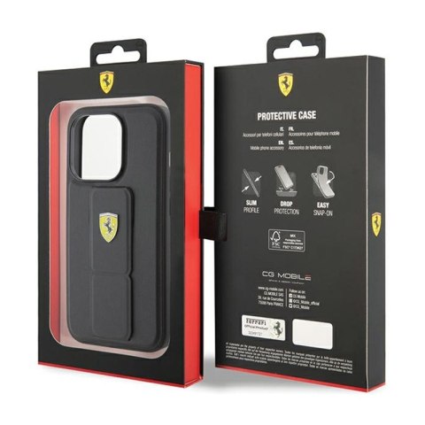 Ferrari Grip Stand Metal Logo - Etui iPhone 15 Pro (czarny) Ferrari Grip Stand Metal Logo - Etui iPhone 15 Pro (czarny)