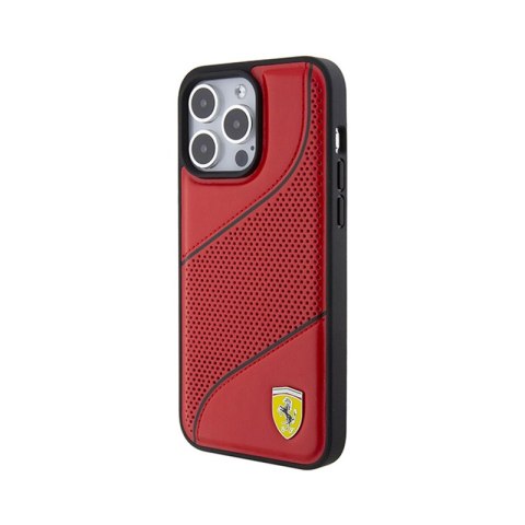 Ferrari Perforated Waves Metal Logo - Etui iPhone 15 Pro (czerwony) Ferrari Perforated Waves Metal Logo - Etui iPhone 15 Pro (czerwony)