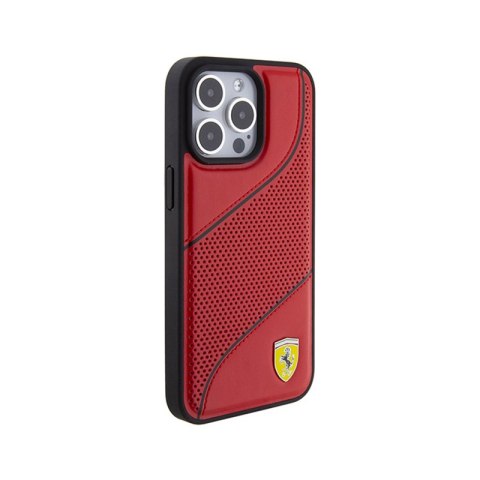 Ferrari Perforated Waves Metal Logo - Etui iPhone 15 Pro (czerwony) Ferrari Perforated Waves Metal Logo - Etui iPhone 15 Pro (czerwony)