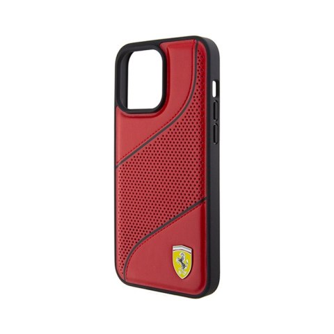 Ferrari Perforated Waves Metal Logo - Etui iPhone 15 Pro (czerwony) Ferrari Perforated Waves Metal Logo - Etui iPhone 15 Pro (czerwony)