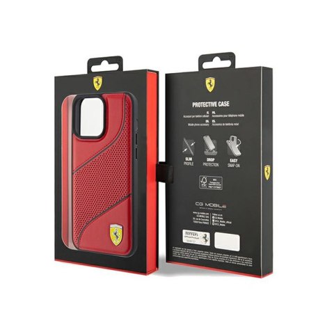 Ferrari Perforated Waves Metal Logo - Etui iPhone 15 Pro (czerwony) Ferrari Perforated Waves Metal Logo - Etui iPhone 15 Pro (czerwony)