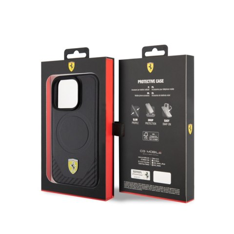 Ferrari Carbon Metal Logo MagSafe - Etui iPhone 15 Pro (czarny) Ferrari Carbon Metal Logo MagSafe - Etui iPhone 15 Pro (czarny)