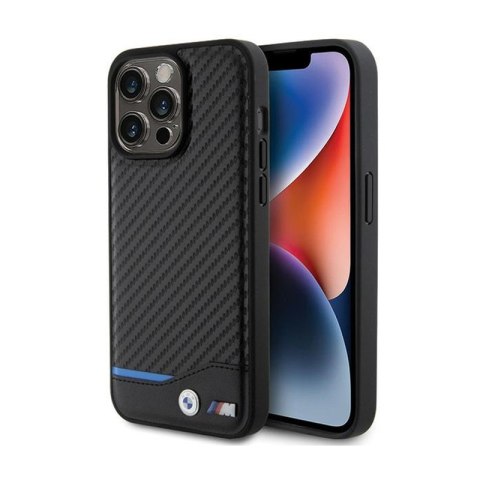 BMW Leather Carbon Blue Line - Etui iPhone 15 Pro Max (czarny) BMW Leather Carbon Blue Line - Etui iPhone 15 Pro Max (czarny)