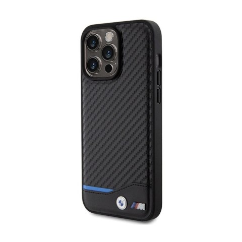 BMW Leather Carbon Blue Line - Etui iPhone 15 Pro Max (czarny) BMW Leather Carbon Blue Line - Etui iPhone 15 Pro Max (czarny)