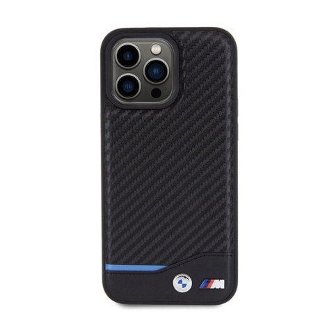 BMW Leather Carbon Blue Line - Etui iPhone 15 Pro Max (czarny) BMW Leather Carbon Blue Line - Etui iPhone 15 Pro Max (czarny)