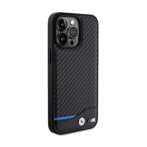BMW Leather Carbon Blue Line - Etui iPhone 15 Pro Max (czarny) BMW Leather Carbon Blue Line - Etui iPhone 15 Pro Max (czarny)