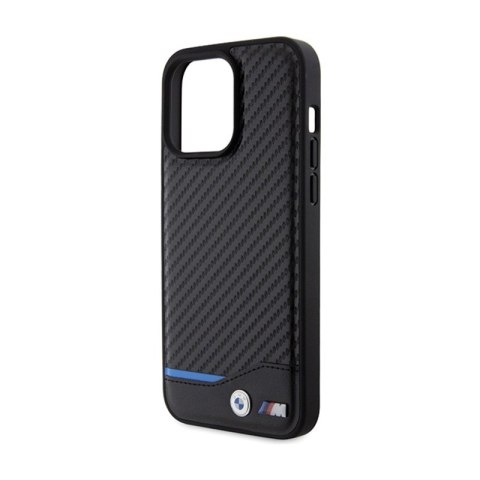 BMW Leather Carbon Blue Line - Etui iPhone 15 Pro Max (czarny) BMW Leather Carbon Blue Line - Etui iPhone 15 Pro Max (czarny)