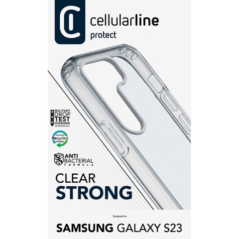 Cellularline Clear Strong - Etui Samsung Galaxy S23 z ochroną antybakteryjną (przezroczysty) Cellularline Clear Strong - Etui Samsung Galaxy S23 z ochroną antybakteryjną (przezroczysty)