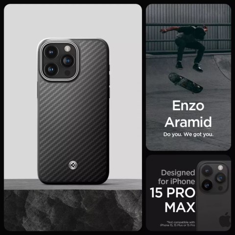Spigen Etui Spigen Enzo Aramid Mag Magsafe do Apple iPhone 15 Pro Max Matte Black Spigen Etui Spigen Enzo Aramid Mag Magsafe do Apple iPhone 15 Pro Max Matte Black