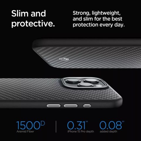 Spigen Etui Spigen Enzo Aramid Mag Magsafe do Apple iPhone 15 Pro Matte Black Spigen Etui Spigen Enzo Aramid Mag Magsafe do Apple iPhone 15 Pro Matte Black