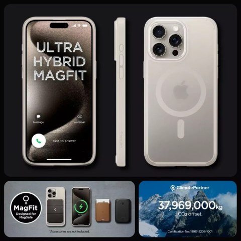 Spigen Etui Spigen Ultra Hybrid Mag Magsafe do Apple iPhone 15 Pro Frost Natural Titanium Spigen Etui Spigen Ultra Hybrid Mag Magsafe do Apple iPhone 15 Pro Frost Natural Titanium