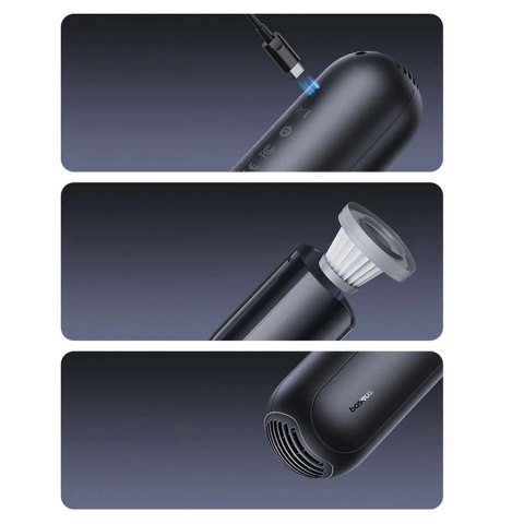 Baseus Odkurzacz samochodowy bezprzewodowy bezworkowy 30W Baseus A0 Pro 4000Pa HEPA USB-C czarny Baseus Odkurzacz samochodowy bezprzewodowy bezworkowy 30W Baseus A0 Pro 4000Pa HEPA USB-C czarny