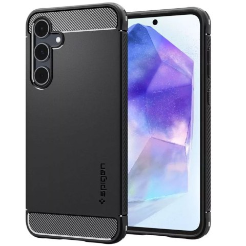 Spigen Etui do Samsung Galaxy A55 5G Spigen Rugged Armor Case obudowa plecki pancerne czarne Matte Black Spigen Etui do Samsung Galaxy A55 5G Spigen Rugged Armor Case obudowa plecki pancerne czarne Matte Black